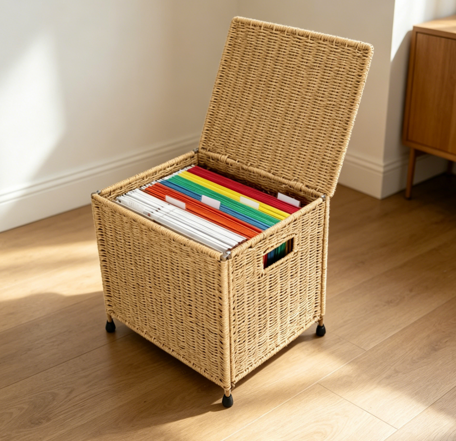 Natural Seagrass Collapsible Hanging File Box